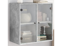 Vidaxl Armário De Parede C/ Portas De Vidro 68x37x68,5cm Cinza Cimento