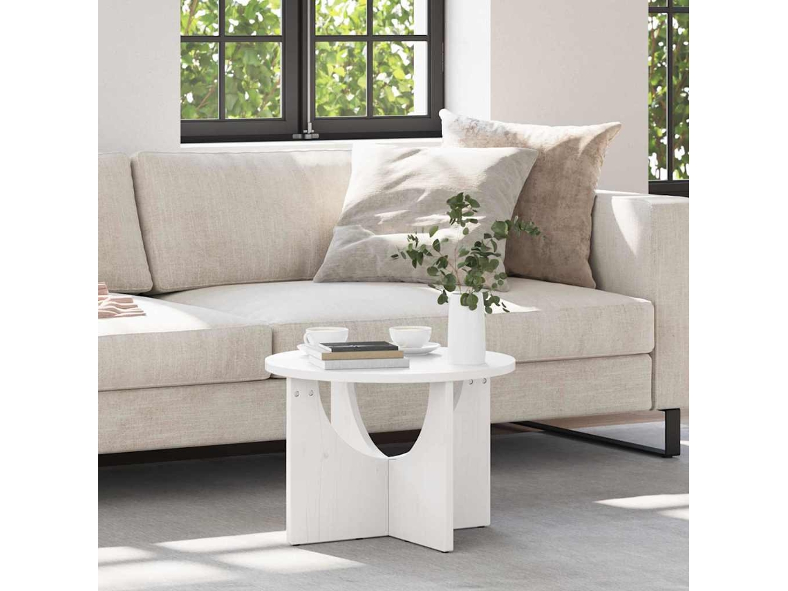 Vidaxl Mesa De Centro Branco 50 X 50 X 35 Cm Madeira De Pinho Maciça