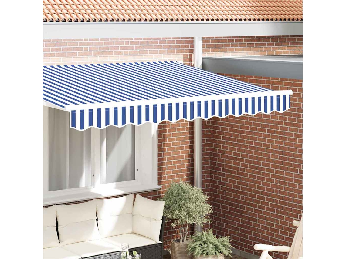 Vidaxl Substituição De Valance De Toldo Azul E Branco 2,5 M Poliéster
