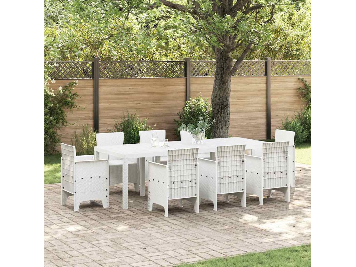 Vidaxl Mesa De Jardim Branco 250 X 100 X 73 Cm Vime Pe