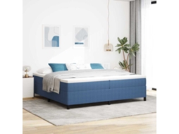 Vidaxl Cama Box Azul 200 X 200 Cm Tecido De Veludo Cotele