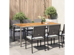 Vidaxl Mesa De Jardim 190x90x75 Cm Vime Pe E Acácia Maciça Cinzento