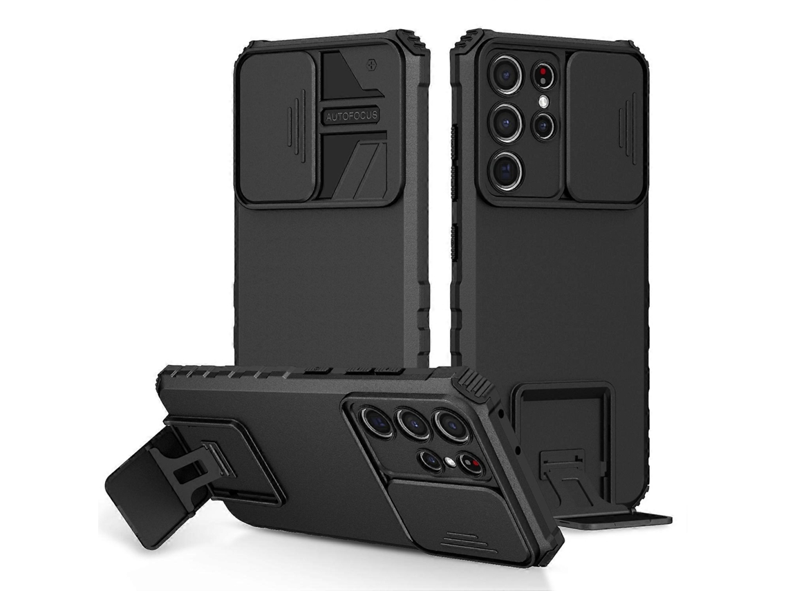 Capa De Celular Com Suporte Estereoscópico Deslizante Camshield Para Samsung Galaxy S21 Ultra 5g