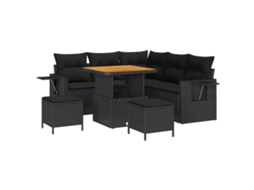 Conjunto 8 Móveis De Jardim Vidaxl Preto Vime Pe (80 X 80 X 71 Cm)