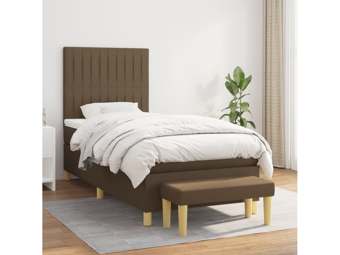 SYFAX™ Cama com Molas/colchão 90x190 Cm Tecido Castanho escuro