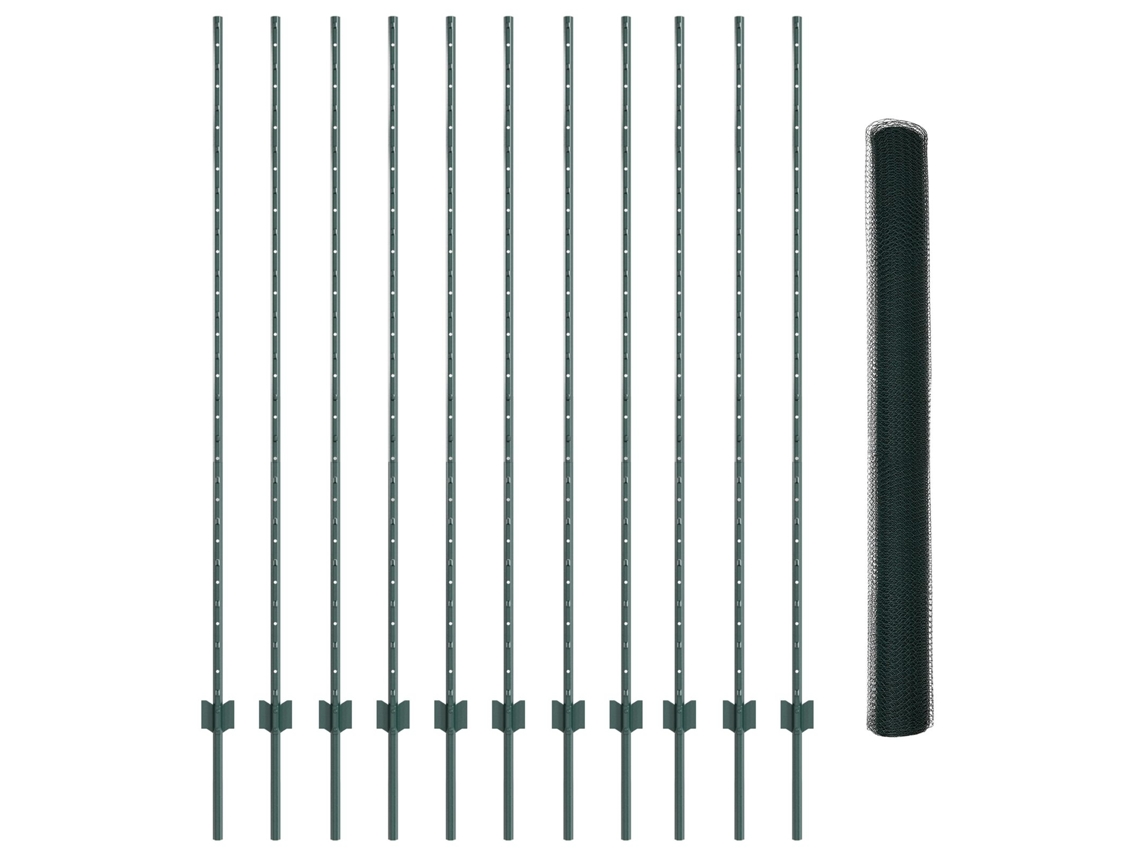 Conjunto 2 De Cerca Hexagonal Vidaxl Verde Metal