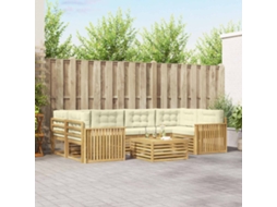 Vidaxl Conjunto De Sofás Para Exterior 7 Unid. Branco E Creme