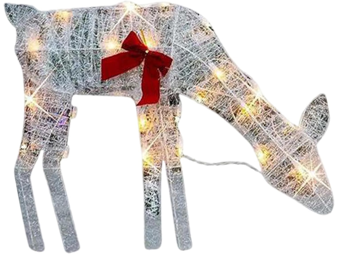 Decoração de Natal Iluminada com Renas para Jardim Família de Renas em Led, Enfeites Festivos para o Gramado, CHABERLU