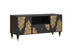 Vidaxl Gabinete Para Tv Preto 105 X 33 X 46 Cm Madeira De Manga Maciça
