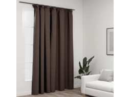 Vidaxl Cortinas Opacas Asp. Linho Ganchos 290x245cm Cinza-acastanhado