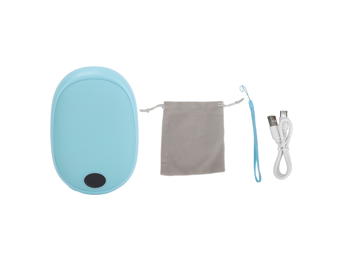 Calentador De Manos Eléctrico Usb Recargable Ajustable Con Pantalla Lcd Portátil Para Invierno Azul