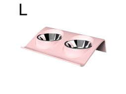 Tigelas de Aço Inoxidável Antiderrapantes para Ração de Cães e Gatos, em Formato de Z, Rosa, Tamanho Grande AQUAFORGE