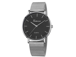 Relógio Geneva Fashion Quartz Para Homens E Mulheres Com Pulseira De Aço Inoxidável Em Malha.