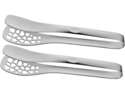 Pinça De Cozinha Galpada, 2 Peças, Em Aço Inoxidável Prateado Com Cabo Ergonômico, Acessório Prático E Portátil Para