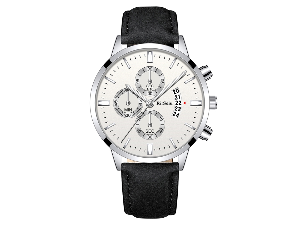 Reloj De Negocio Para Hombre De Lujo Elegante Cuarzo Con Correa De Cuero Impermeable 30m