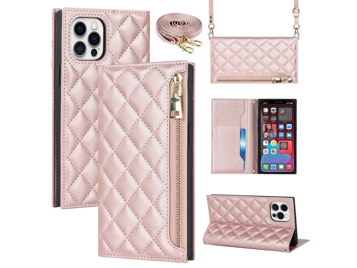 Capa Pega Inch Para Iphone 12 Pro Max Pele Sintética Rosa