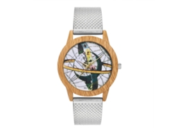 Relógio de quartzo casual unissex com pulseira de silicone prateada