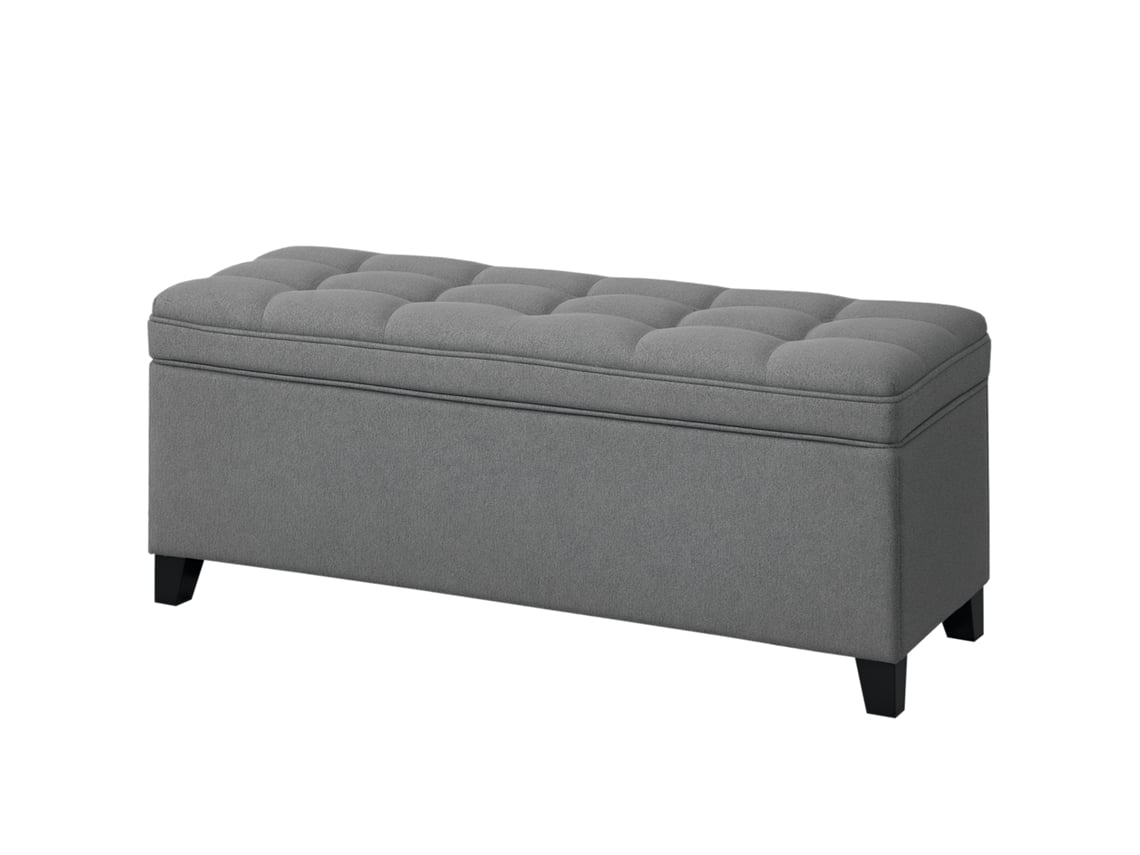 Banco de Armazenamento 112l com Tecido de Linho, Assento Capitonê 120x40x48 cm CINZA ESCURO ORBITRA COMMERCE