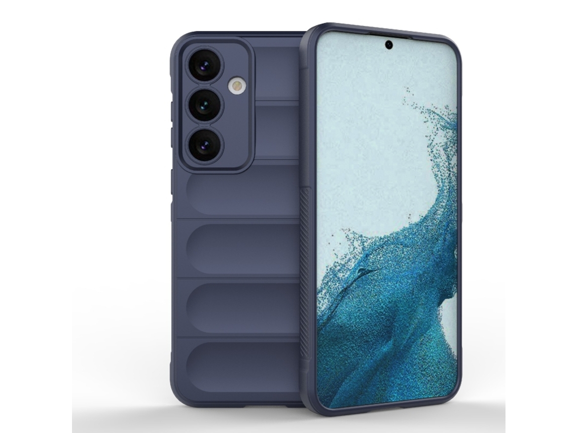 Capa Halinuia Para Samsung Galaxy S24 5g Magic Shield Tpu Flanela Azul Escuro (proteção Integral, Interior Em Flanela)