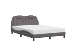 Bed, Beds Vidaxl Cinzeto Couro Artificial (140 X 190 Cm)