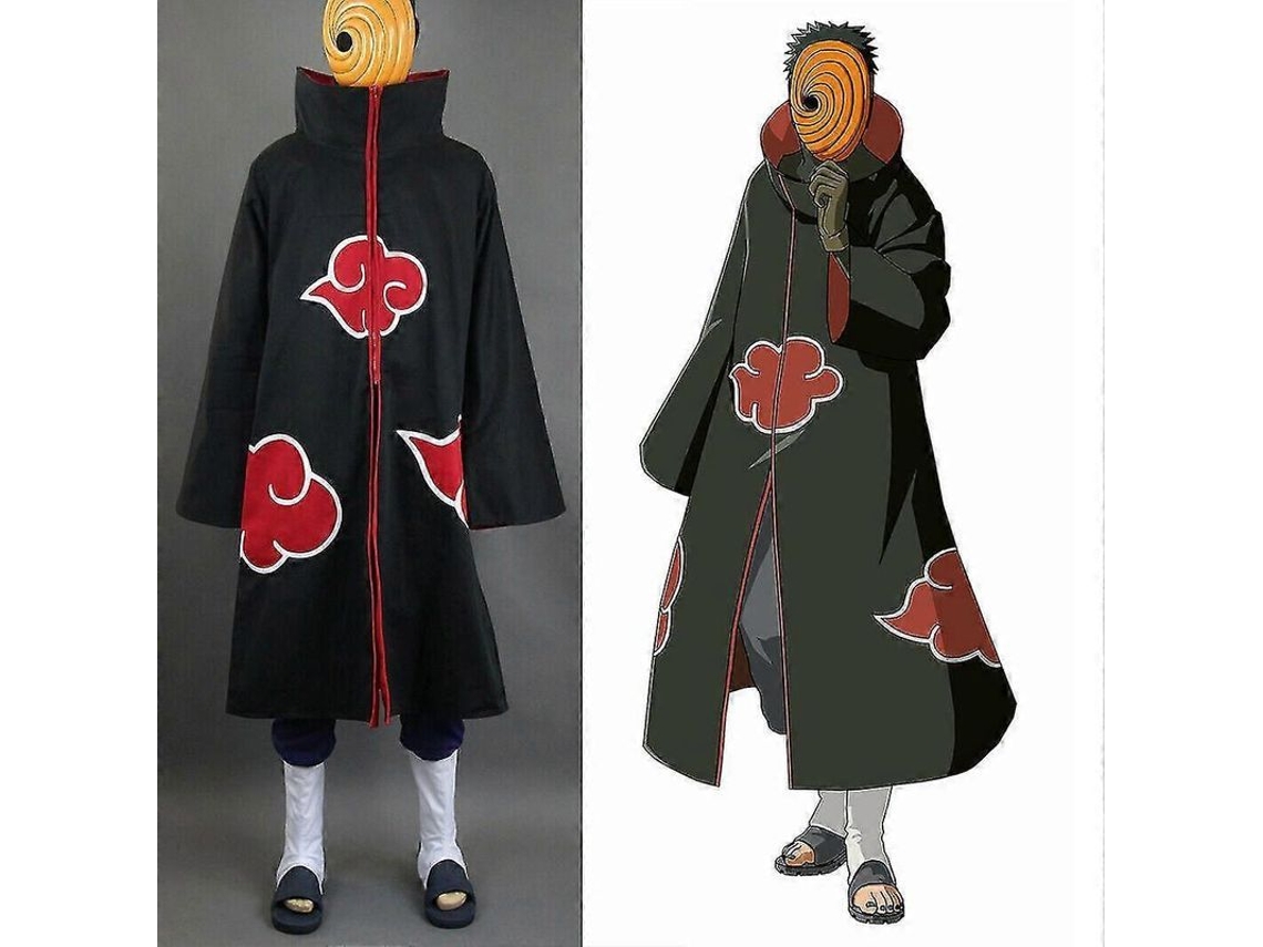 Disfraz Cosplay Naruto Akatsuki Tobi Uchiha Capa Preta Máscara Resina