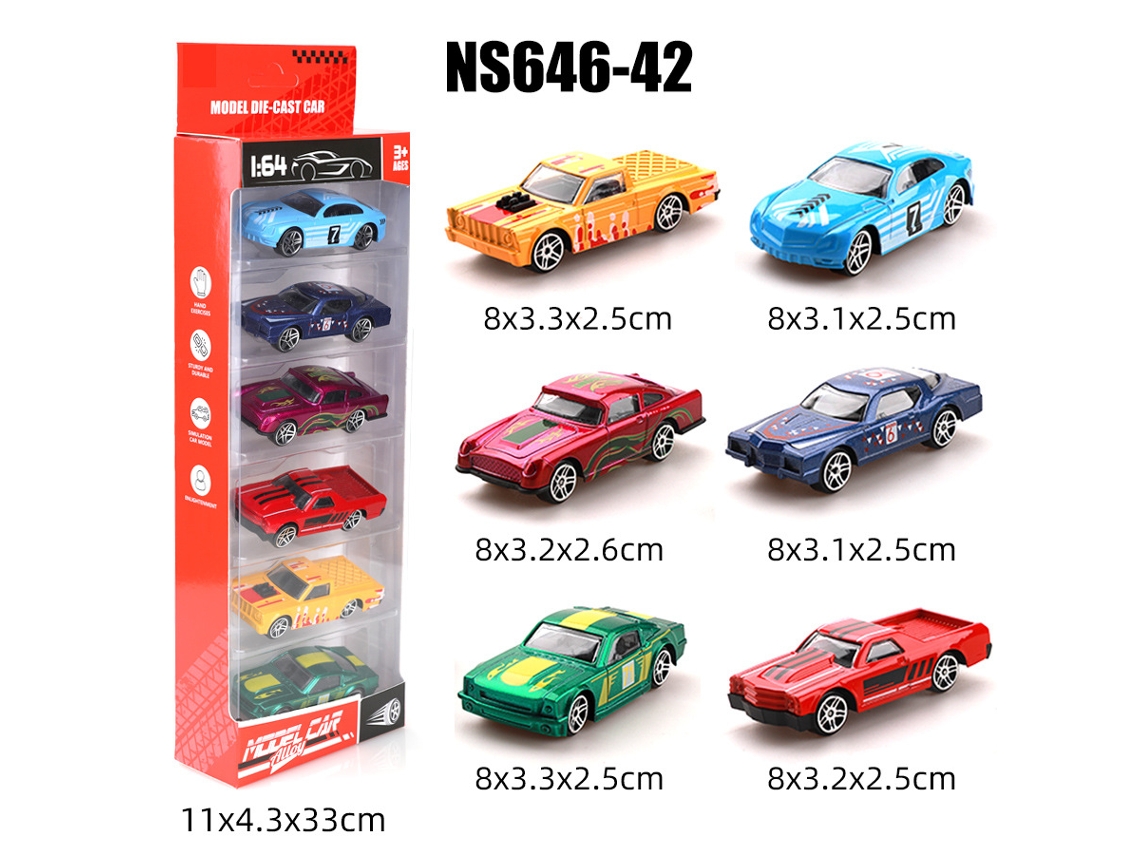 (6 Carros) Miniaturas De Carros Deslizantes Em Escala 1/64, Brinquedos Infantis
