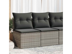 Vidaxl 2 Pcs Conjunto Sofás Jardim Almofadões Vime Pe/acácia Cinzento