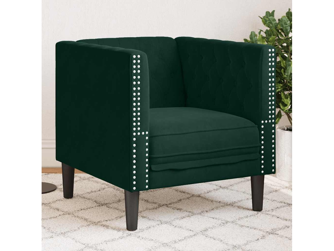 Vidaxl Sofá Chesterfield Veludo Verde-escuro