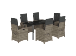 Maison Exclusive - 7 Pcs Conjunto De Jantar P/ Jardim C/ Almofadões Vime Pe Cinza