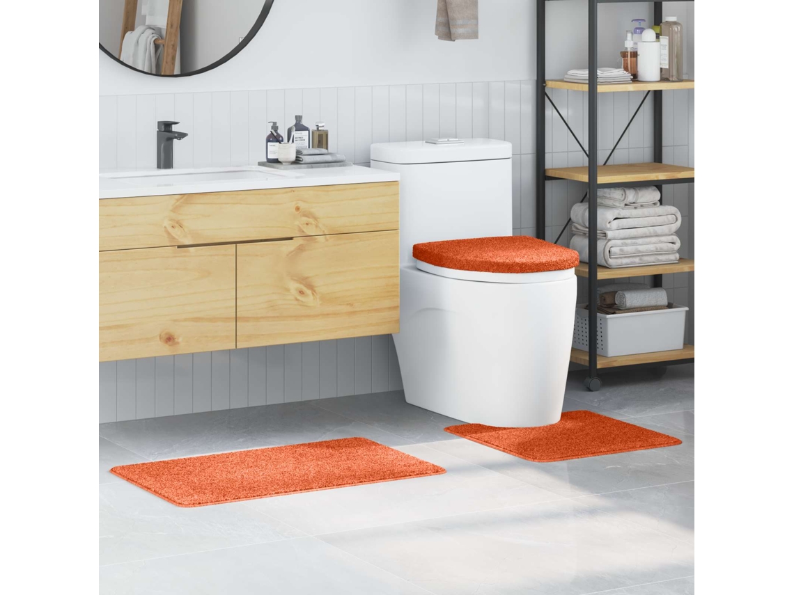 Vidaxl Conjunto De Tapetes De Banho Antiderrapantes 3 Unid. Laranja Pp