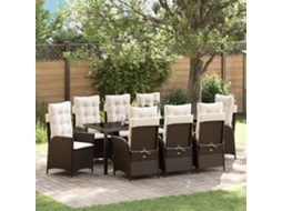 Vidaxl Conjunto de Jantar para Jardim 9 Pcs Castanho Vime Pe