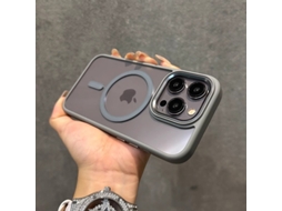 Capa Para Iphone 17 Pro Max Cinza Titânio Dourado Com Proteção Magnética