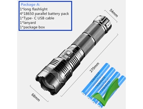 Lanterna Led De Alta Potência, Super Brilhante E Recarregável Por Usb, Longo Alcance, Ideal Para Camping, Atividades Externas E Uso Tático Viewleaf