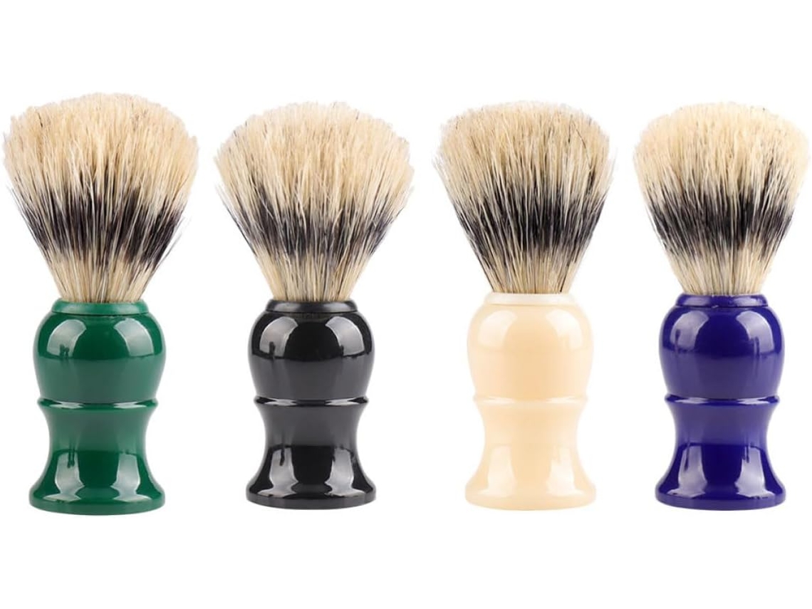Conjunto De 4 Escovas Para Barba E Bigode Masculinas Com Cabos De Plástico E Cerdas.