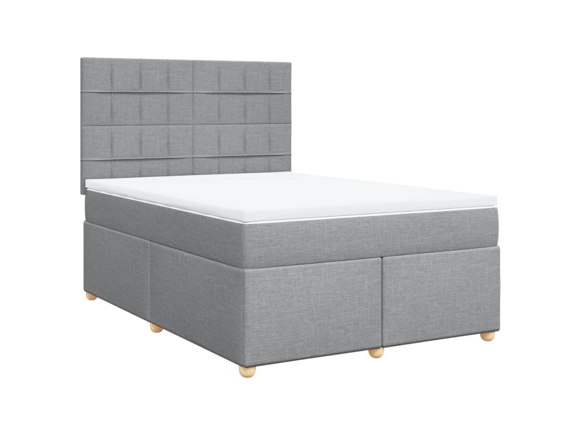 Cama com Molas e Colchão Tecido Cinzento Claro MAISON EXCLUSIVE (140x190 cm)
