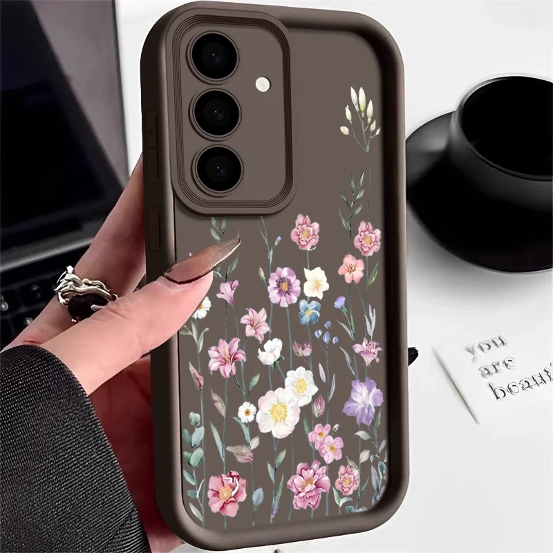 (café) Capa De Celular Samsung S25 Em Tpu Com Estampa De Flor Fofa