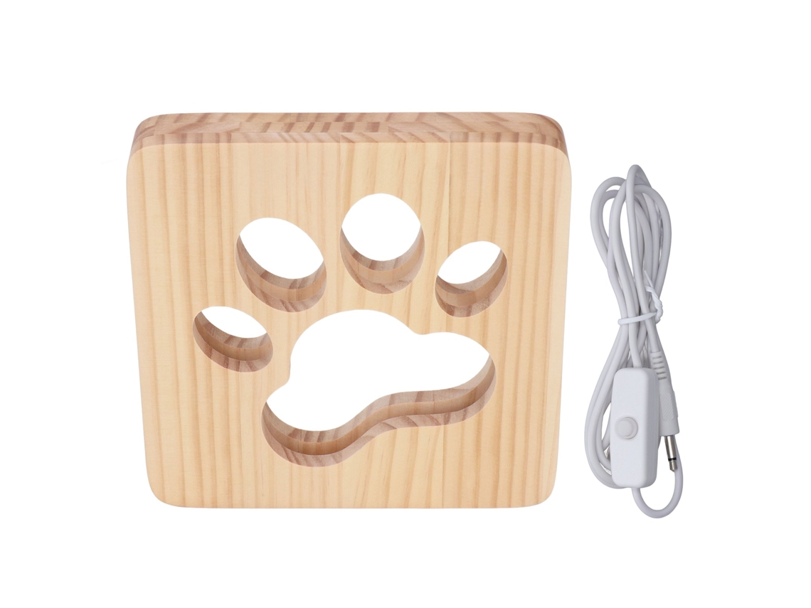 Lâmpada De Noite Gatito Portátil 3d Em Madeira Luz Suave Usb Protector De Olhos Dormitório