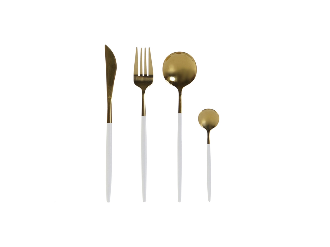 Conjunto de 24 Talheres em Aço Inoxidável Dourado, 3 Mm de Espessura, 4,5 X 2,5 X 20,5 Cm. ALEXANDRA HOUSE LIVING