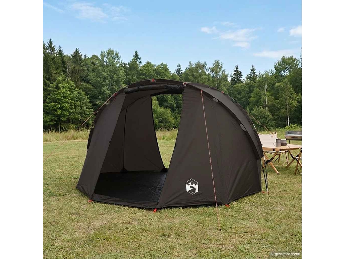 Vidaxl Tenda De Pesca Para 5 Pessoas Impermeável Castanho