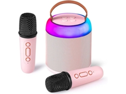 Mini Máquina De Karaokê Para Adultos E Crianças Alto Falante Bluetooth Portátil Com 2 Microfones Sem Fio E Luzes Led Para Festa Em Família Yizhood
