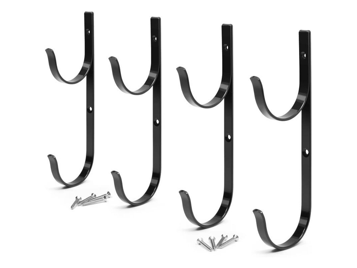 Suporte para Vara de Piscina Premium 4pcs de Alumínio Preto, Ideal para Varas Telescópicas, Skimmers e Ferramentas de Jardim