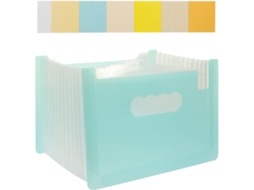 Organizador De Recibos Portátil Multifuncional A5 Beavorty, Pasta Sanfonada Pequena Com 13-camadas, Azul Transparente