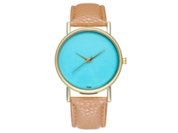 Reloj De Cuero Pu Unisex Dial Redondo Mujer Hombre Cuarzo Beige