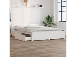 Vidaxl Estrutura De Cama Com Gavetas 160x200 Cm Branco