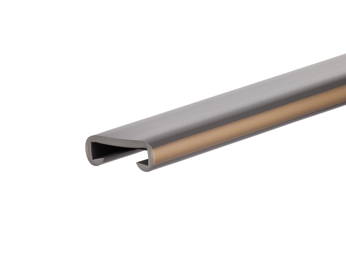Corrimão Quest Pvc Lux 40x8 Mm, Cinzento Escuro E Latão, 1 M