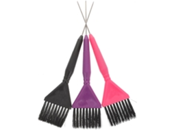 Conjunto De 3 Pincéis Pretos De Policarbonato Para Coloração Capilar, Com Cabo Confortável E Fácil De Aplicar.