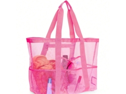 Saco De Praia Multiuso Em Rede,yuysan 43x39x20cm Rosa Vermelha
