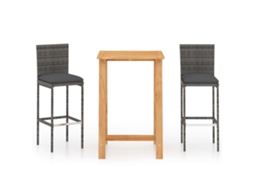 Maison Exclusive - 3 Pcs Conjunto De Bar Para Jardim Com Almofadões Cinzento