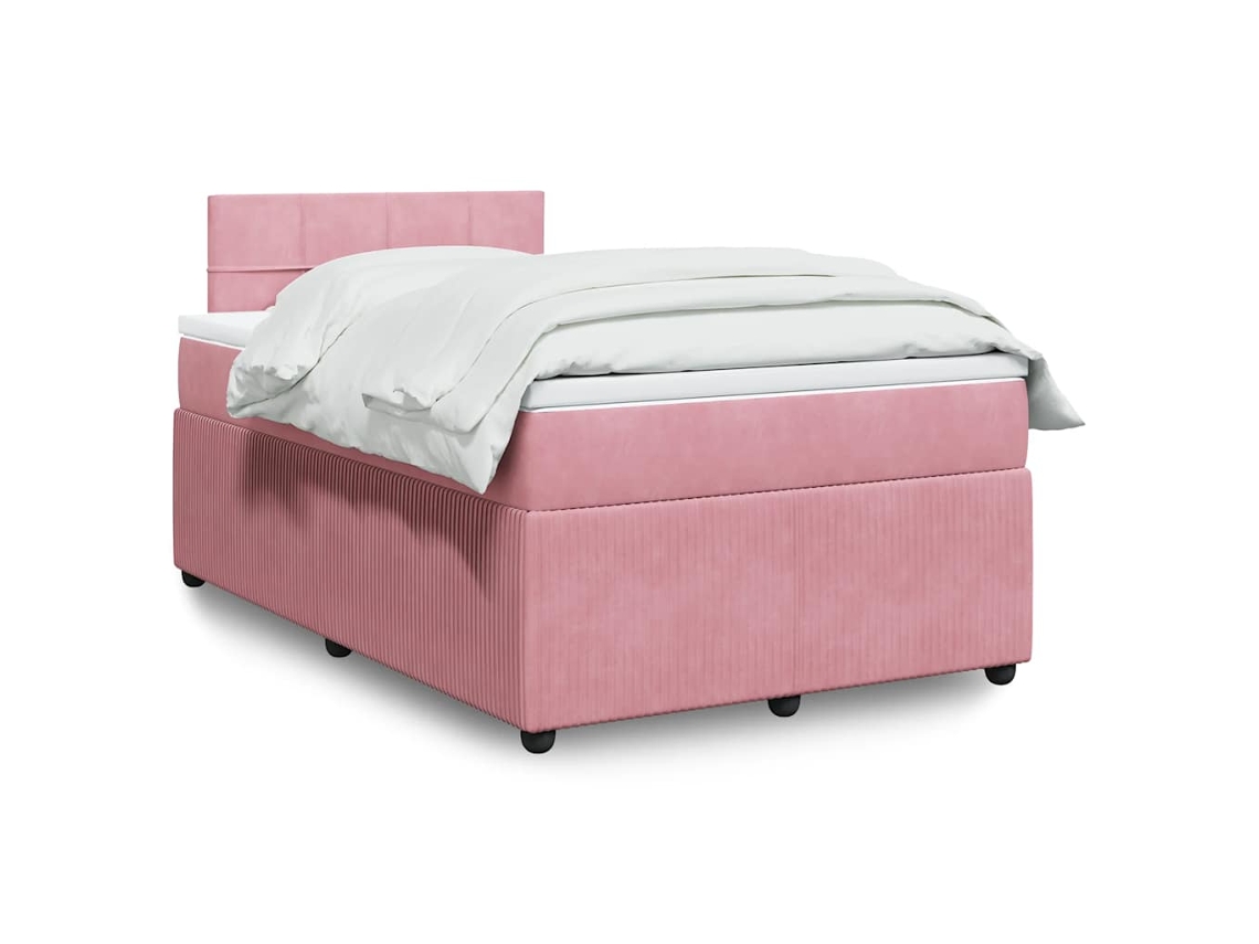 Vidaxl Cama Boxspring com Colchão 120x190 Cm Veludo Rosa
