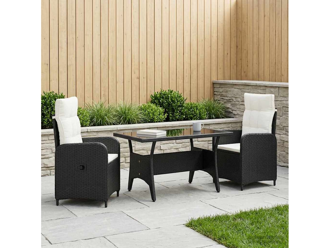 Vidaxl Conjunto De Jantar Para Exterior 3 Unid. Preto E Branco Creme